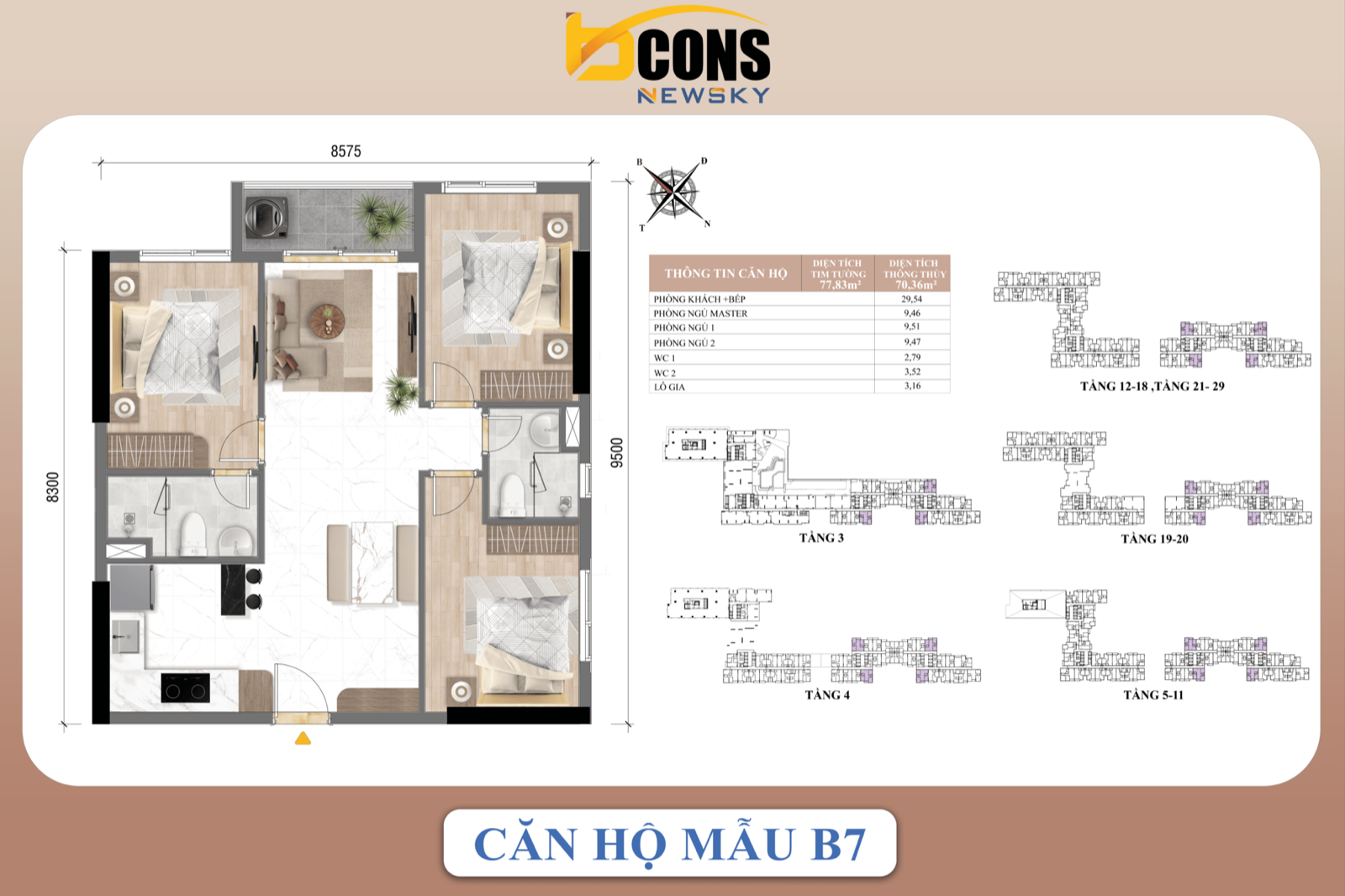Căn hộ mẫu B7 — 2 phòng ngủ