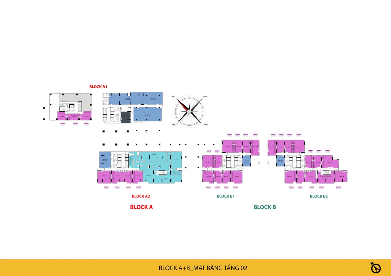 Mặt bằng tầng 2 — Block A và B
